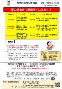 県南地域感染症情報【夏の感染症に注意!】